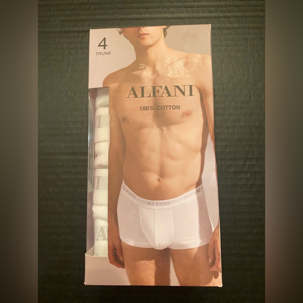 Alfani Men’s 4 Pack Trunks Boxer Briefs in White Size XL 38-40 NWT